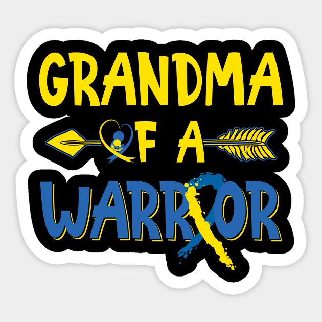 Grandma Of A Warrior Down Syndrome Awareness Sticker by nadinecarolin71415